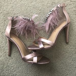 Express pink feather heels